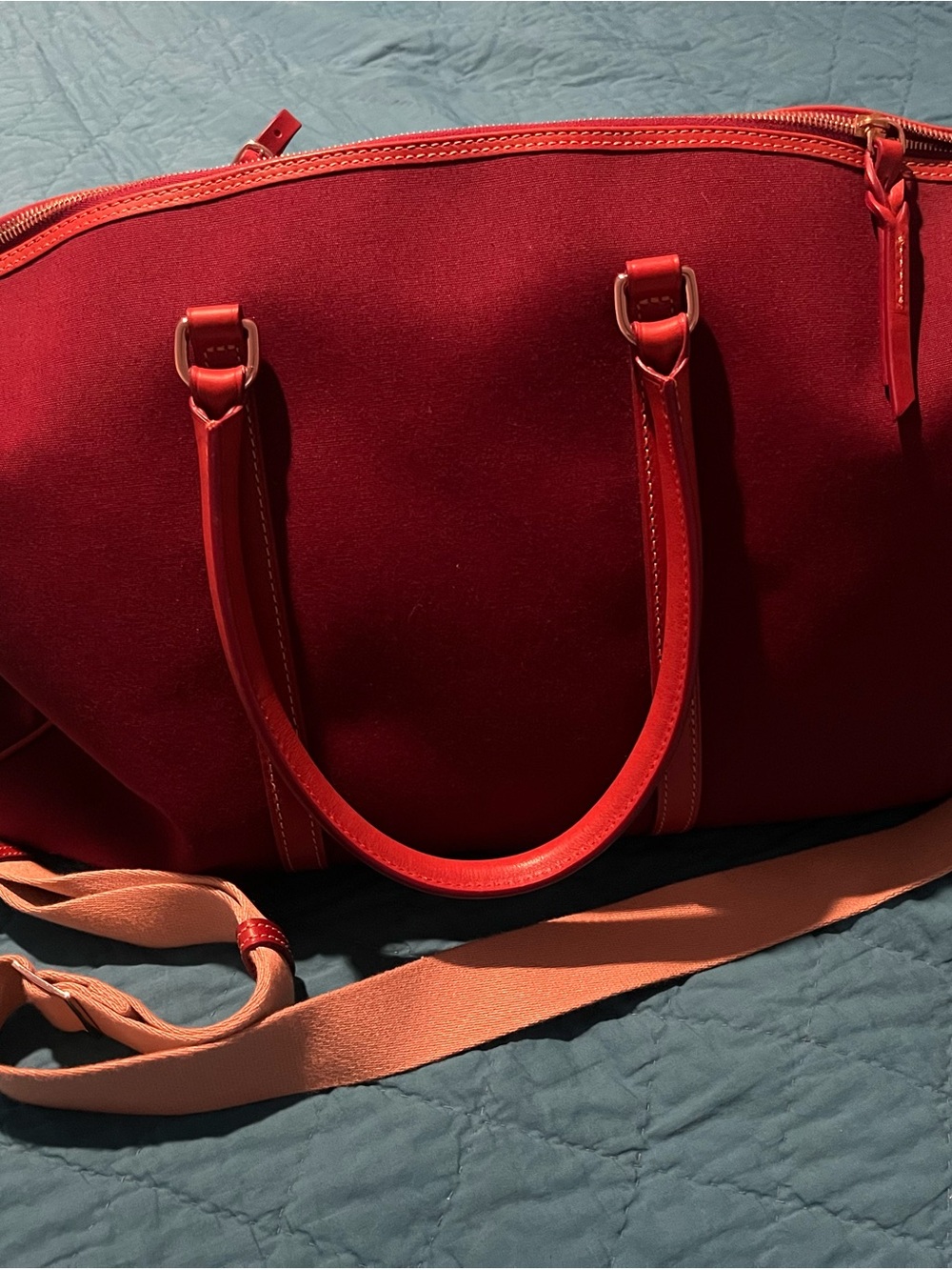 Dark Red Dooney and Bourke Weekender bag with Removable Strap